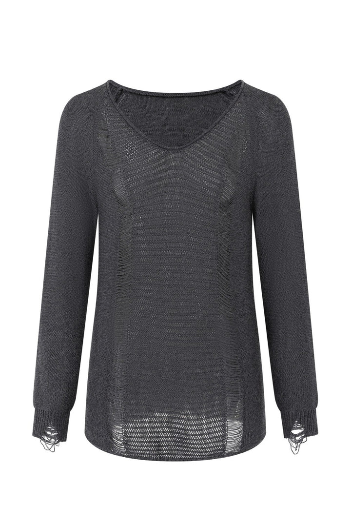 Willow Distressed V-Neck Sweater