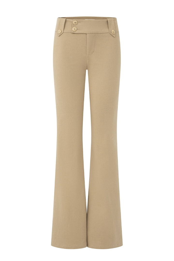 Evie Side-Button Flare Trousers