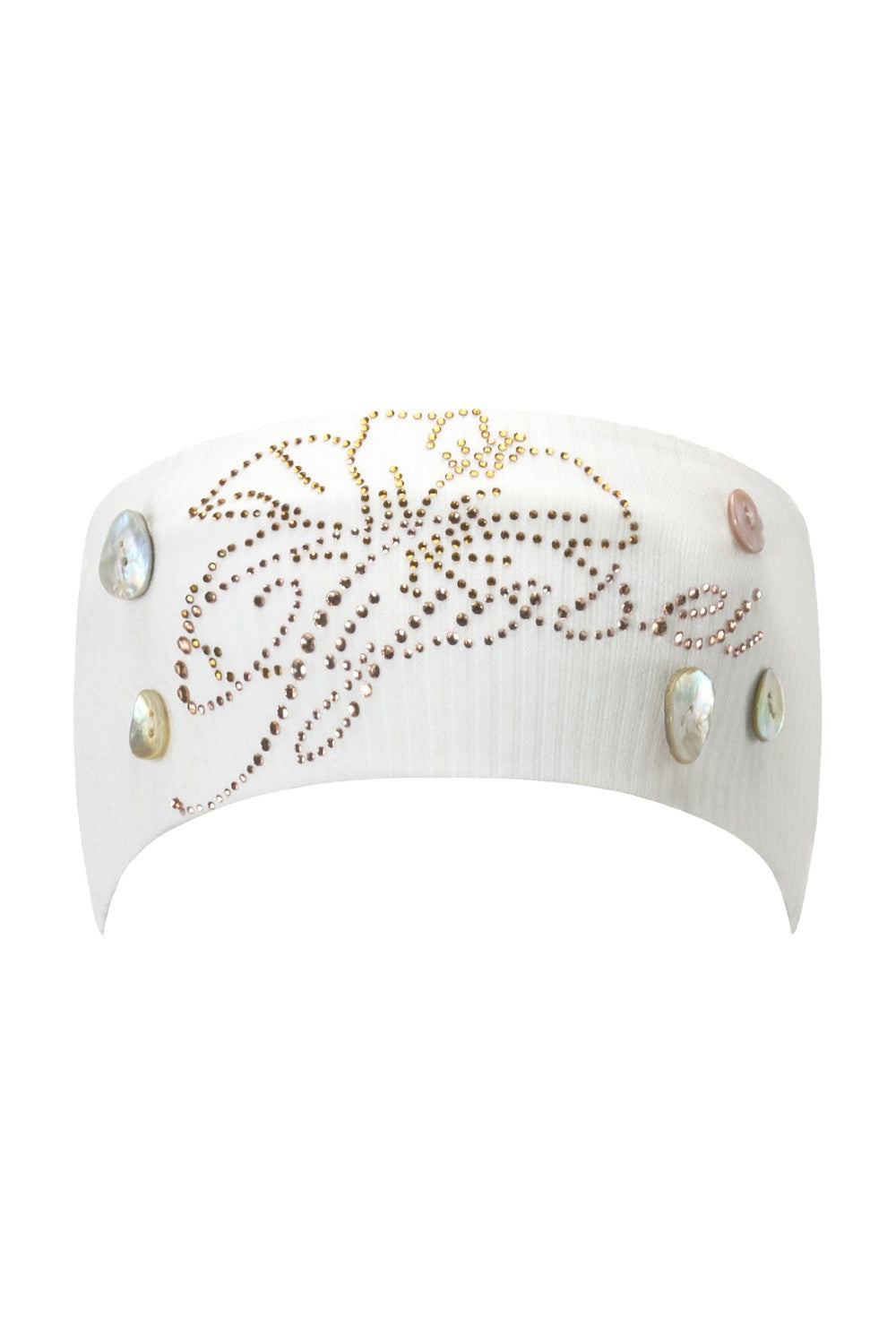 Shell Button Rhinestone Headband