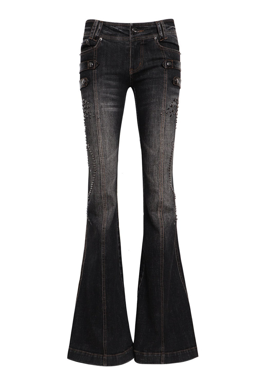 Kira Washed Studded Flare Jeans