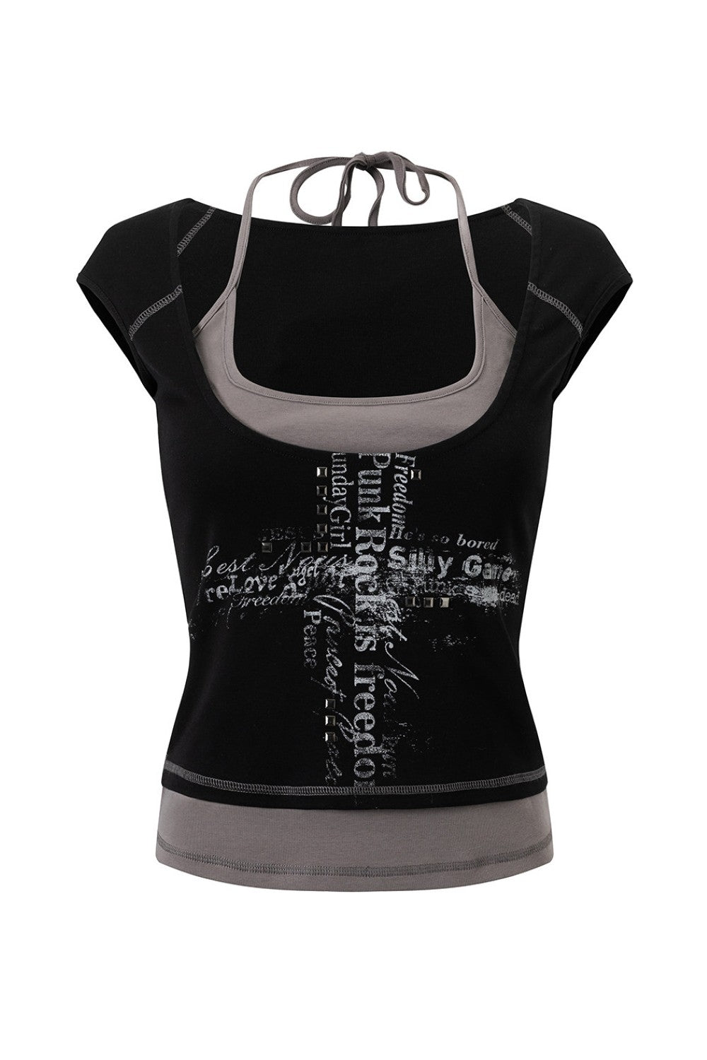 Layered Cross Script Top