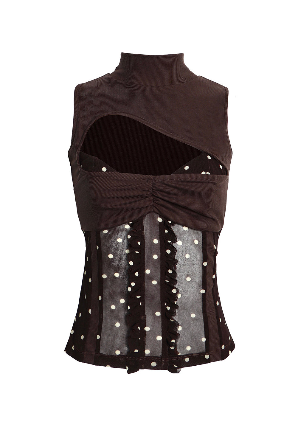 Polka Mesh Cutout Top
