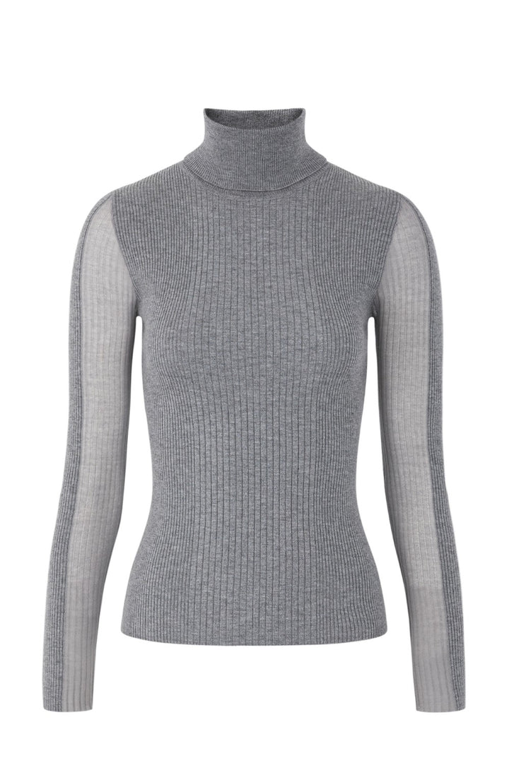 Sheer Rib Turtleneck Top