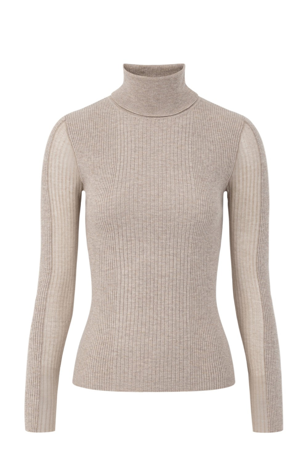 Sheer Rib Turtleneck Top