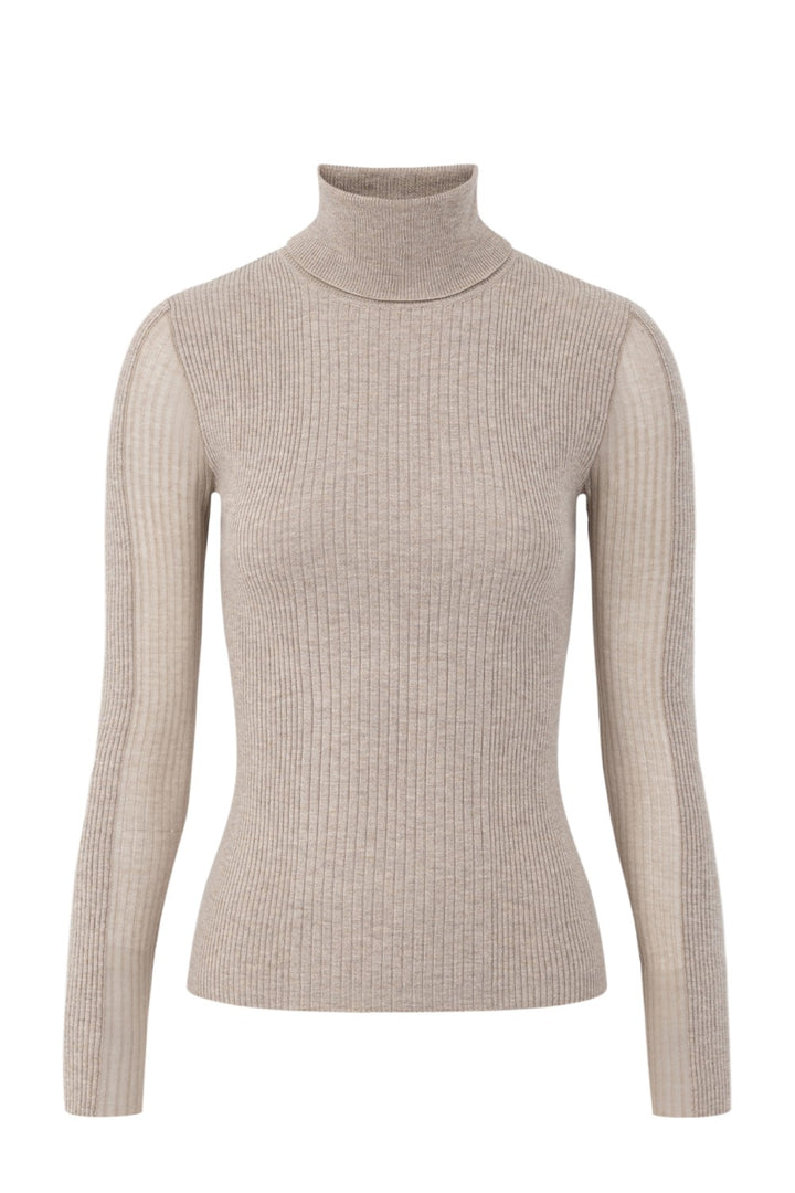 Sheer Rib Turtleneck Top