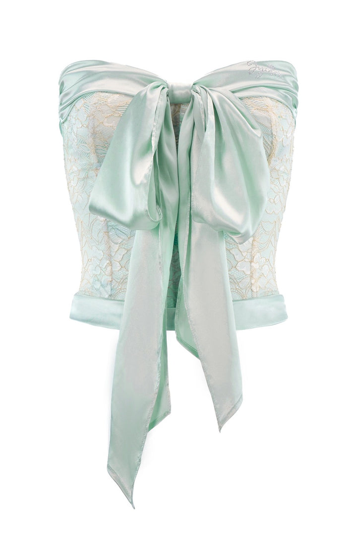 Mint Lace Ribbon Corset