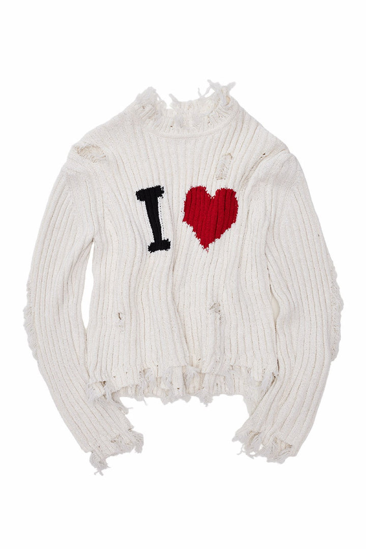 Amour Distressed Heart Sweater