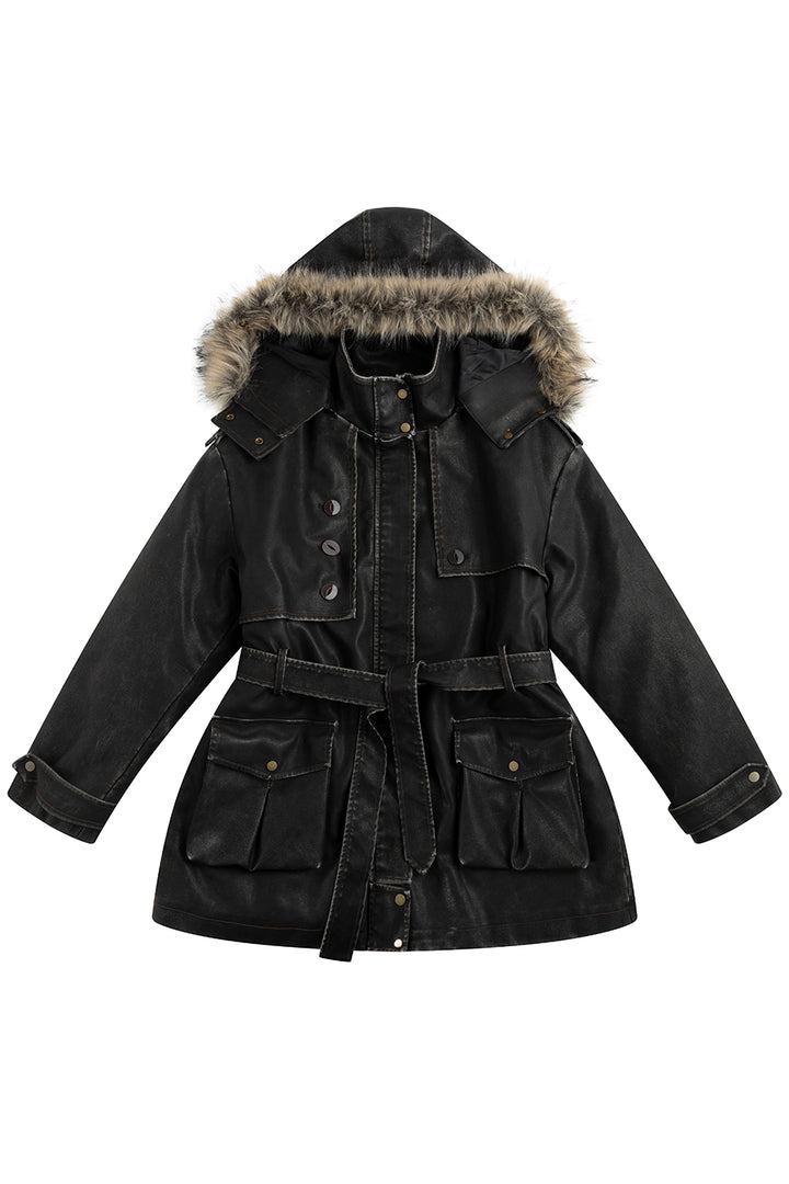 Astra Leather Parka Coat