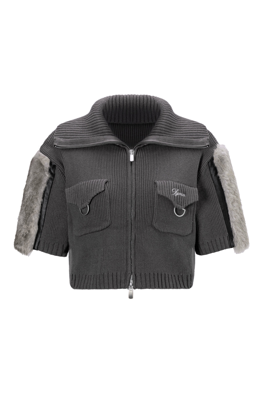Cropped Fur Knit Jacket
