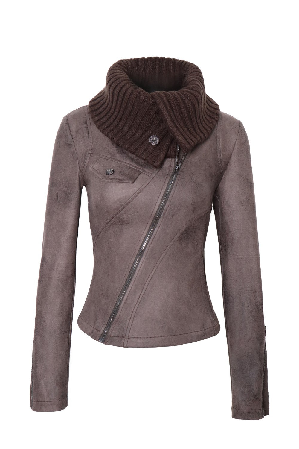 Suede Knit Collar Jacket