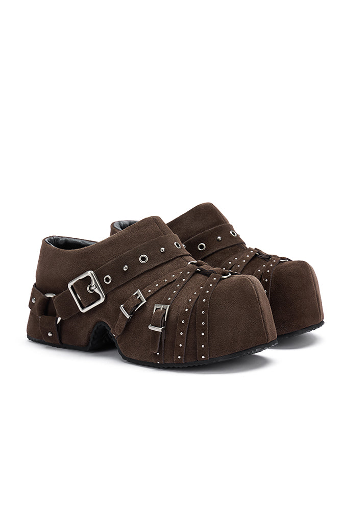 Studded Strap Platform Mules