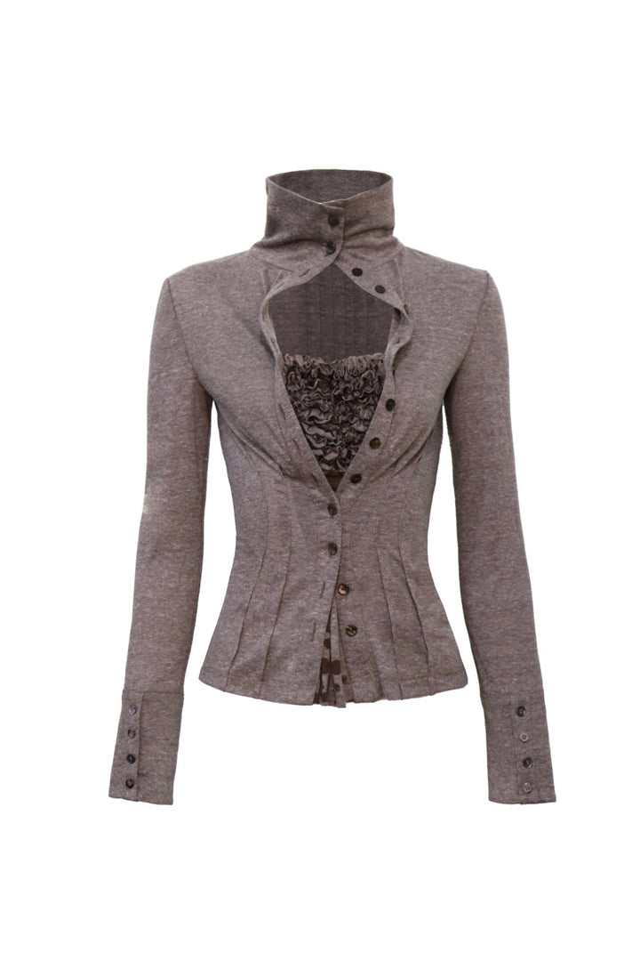 Ruched Cutout Cardigan Top