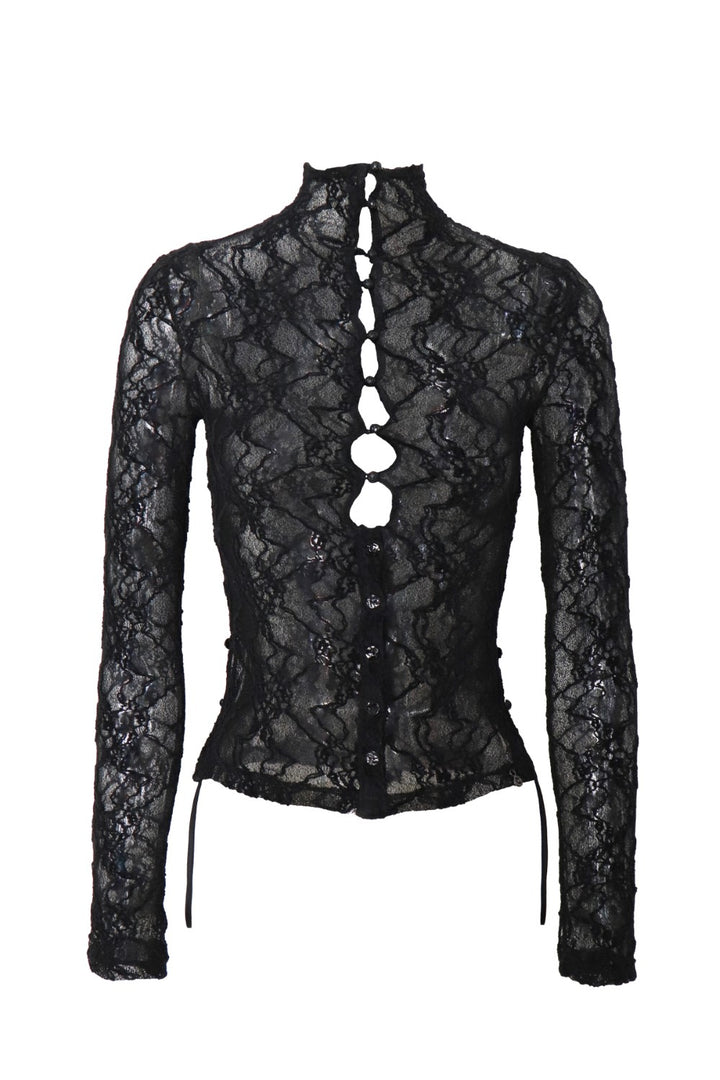 Black Lace Turtleneck Top
