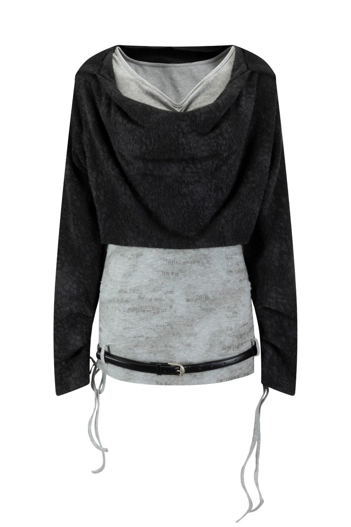 Hooded Drape Layer Shirt