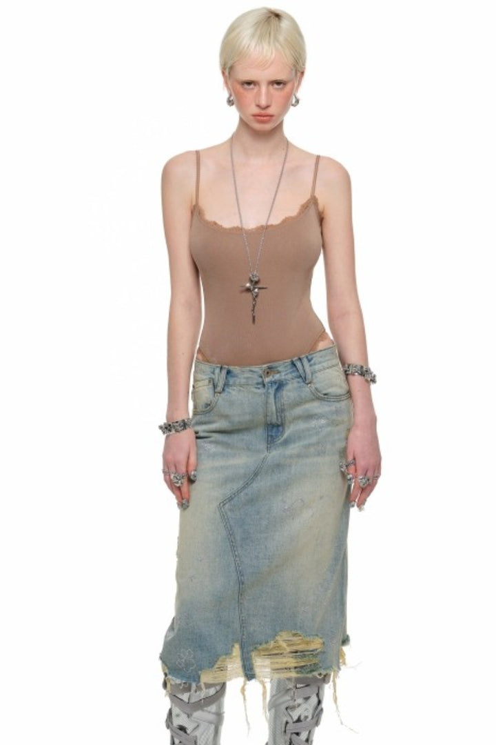 Mina Rhinestone Denim Skirt