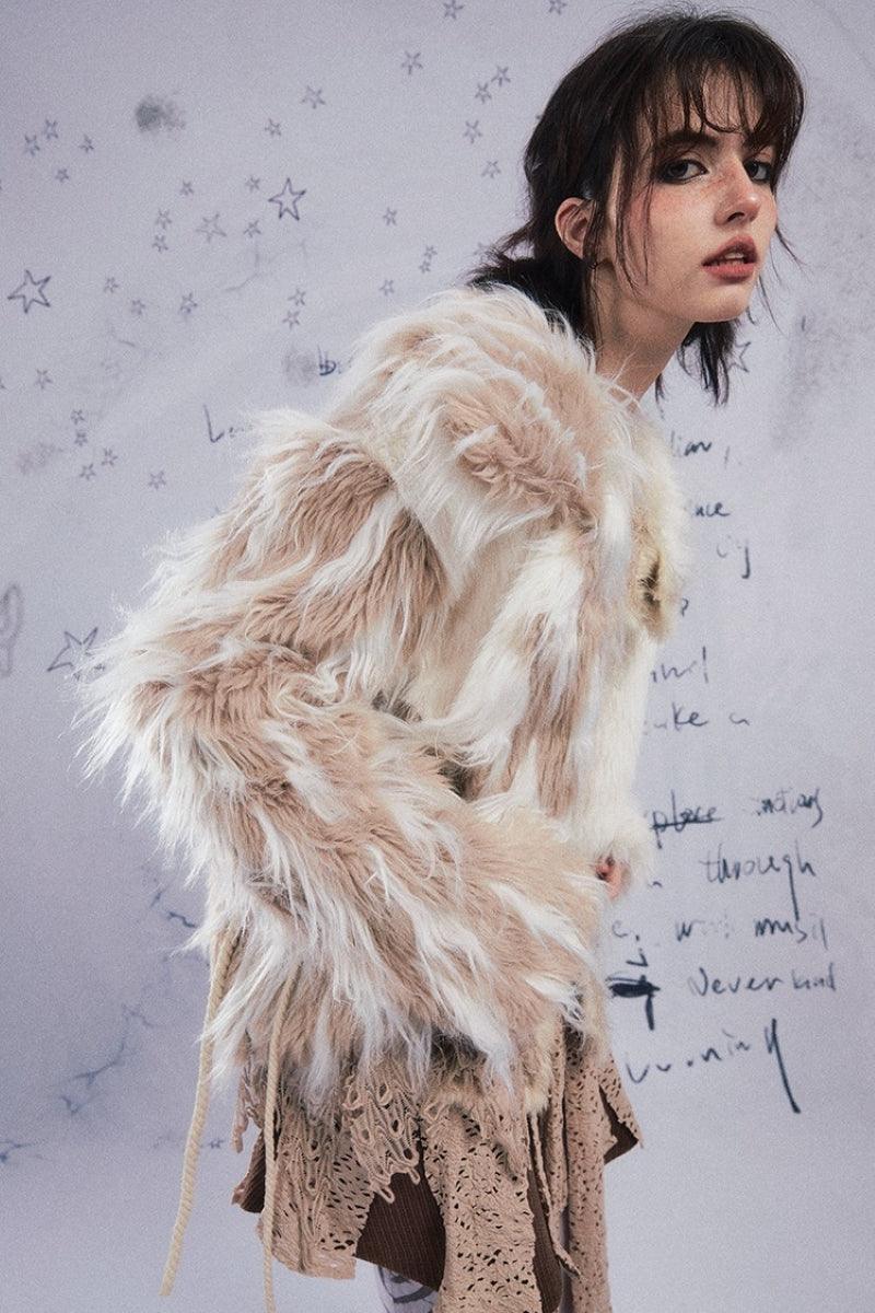 Asymmetrical Faux Fur Winter Coat by Strike A Pose - Pixie Rebels Y2k Clothing