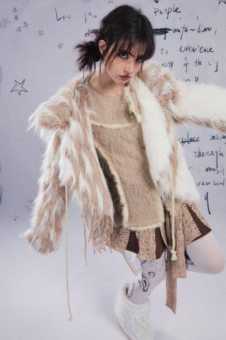 Asymmetrical Faux Fur Winter Coat by Strike A Pose - Pixie Rebels Y2k Clothing