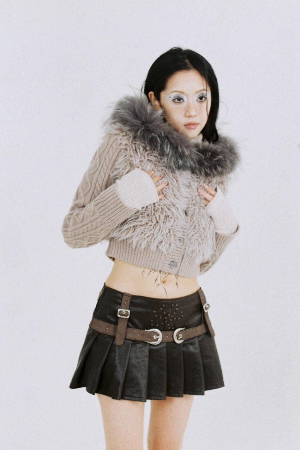 Button-Up Knit Fur Jacket - Pixie Rebels