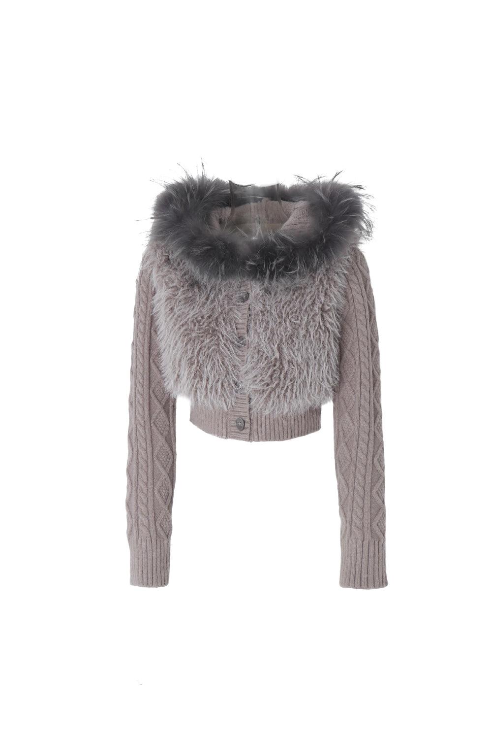 Button-Up Knit Fur Jacket - Pixie Rebels
