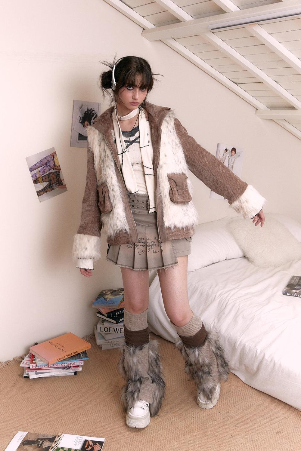 Faux Fur Patchwork Shibuya Plush Jacket - Pixie Rebels
