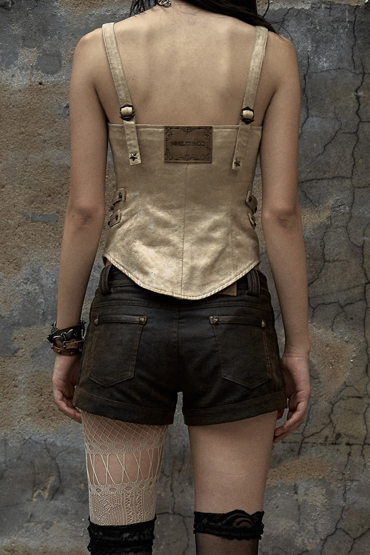 Low-Rise Leather Shorts