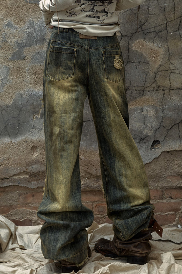 Distressed Cross Pants