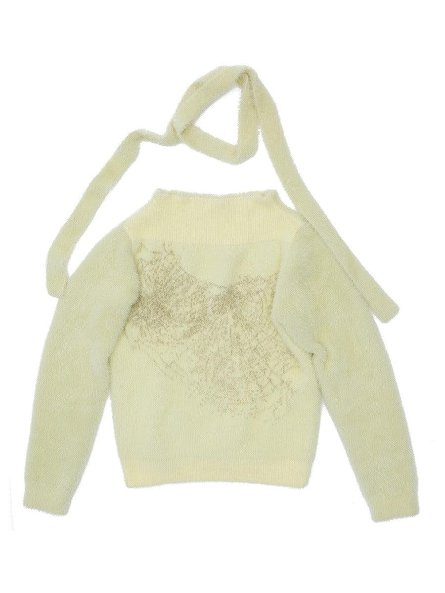 Off-Shoulder Plush Sweater Yellow - Pixie Rebels
