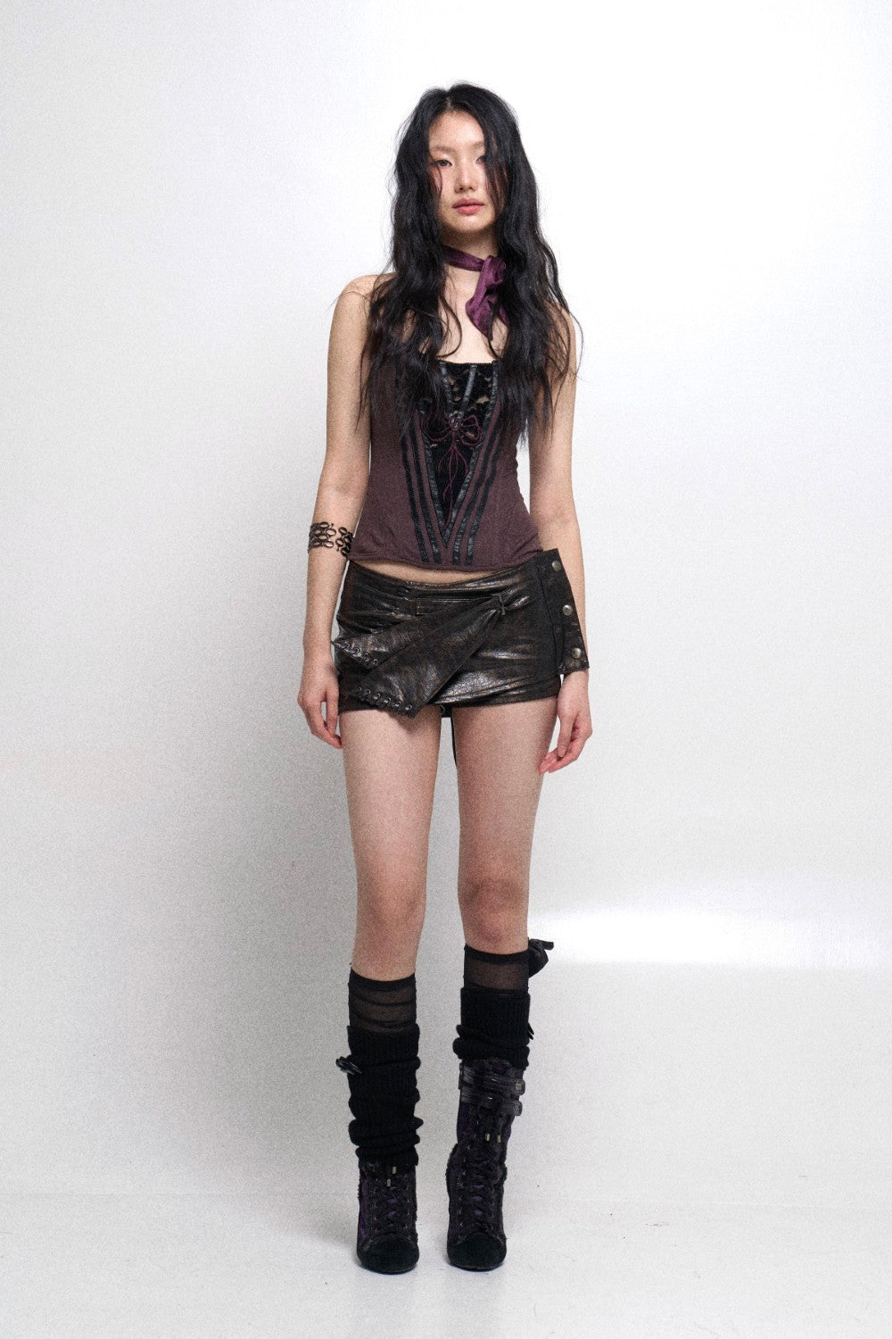 Leather Wrap Skort