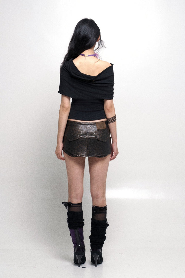 Leather Wrap Skort