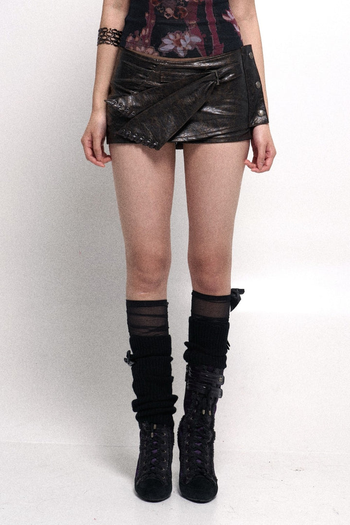 Leather Wrap Skort