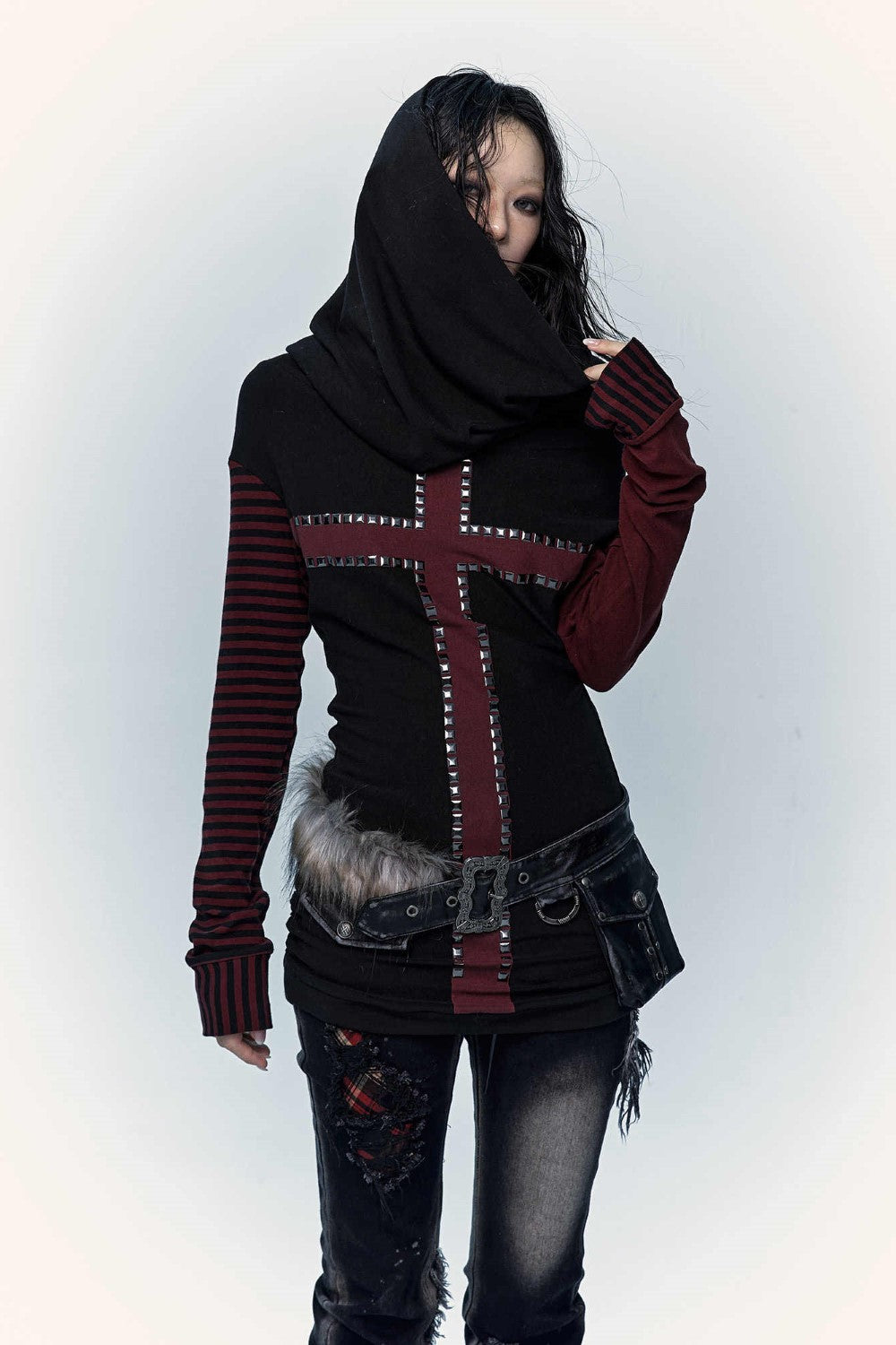 Hooded Cowl-Neck Shirt