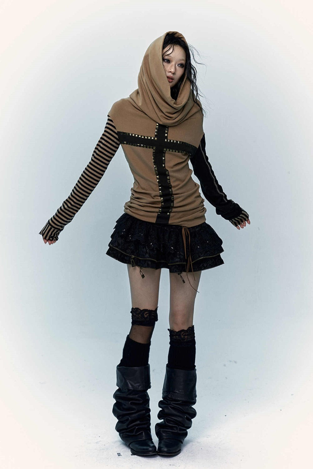 Hooded Cowl-Neck Shirt