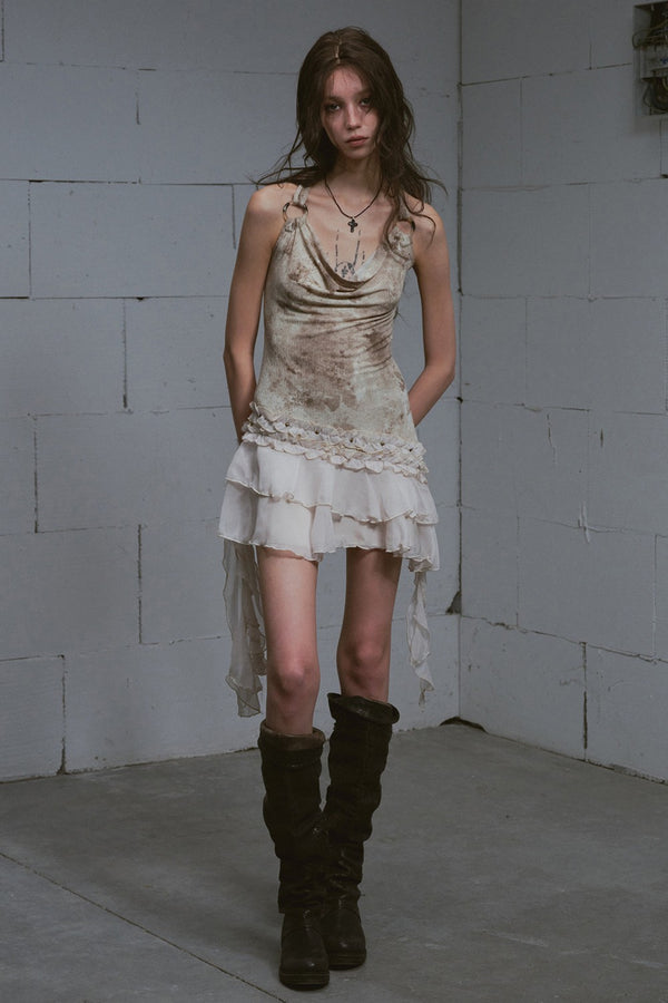 Distressed Chiffon Dress