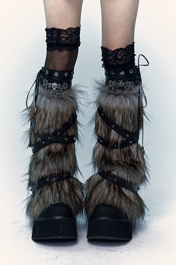 Buckled Fur Leg Warmers