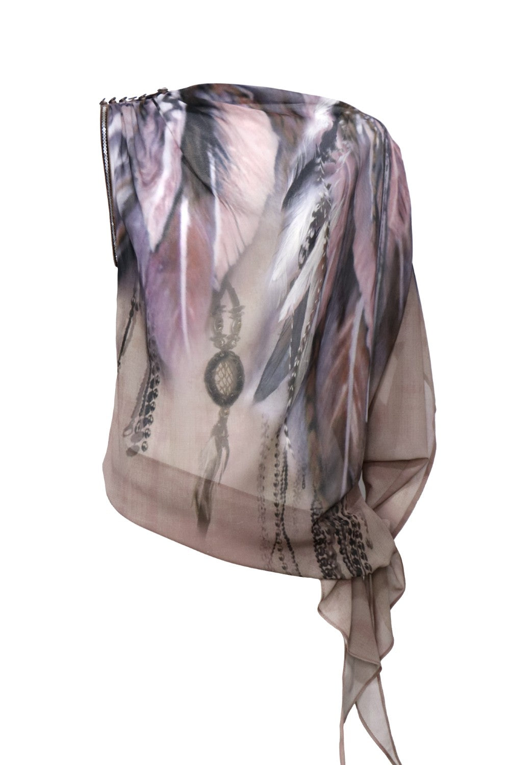 Feather Chiffon Batwing Top