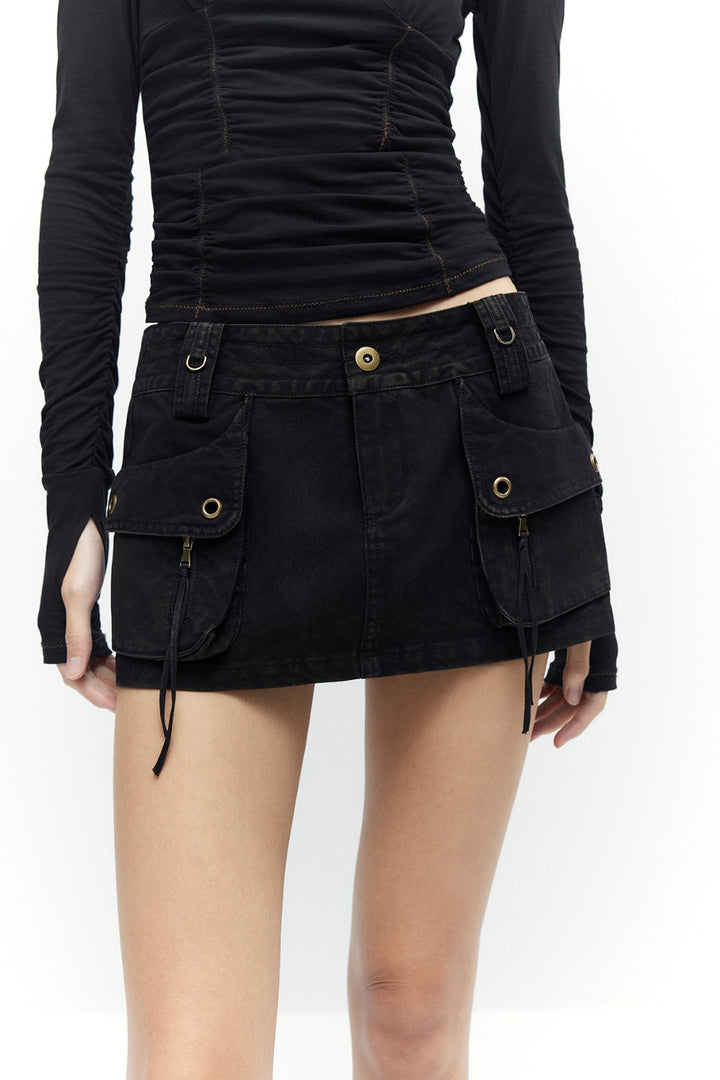 Tactical Denim Micro Skirt