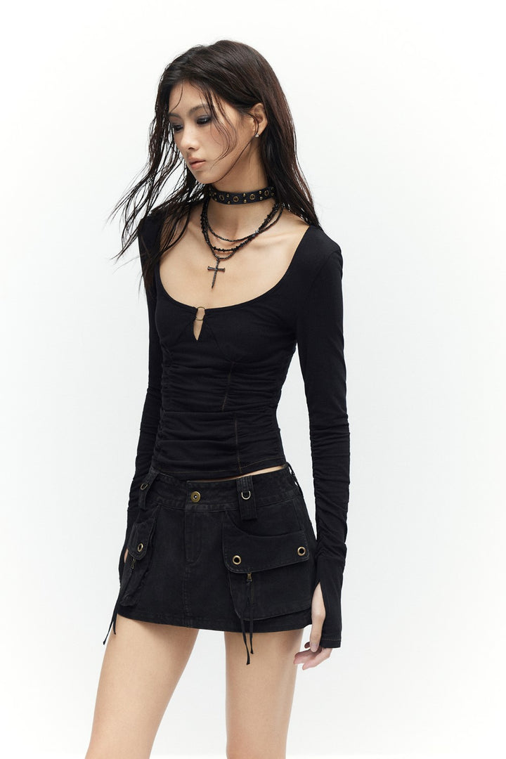 Tactical Denim Micro Skirt