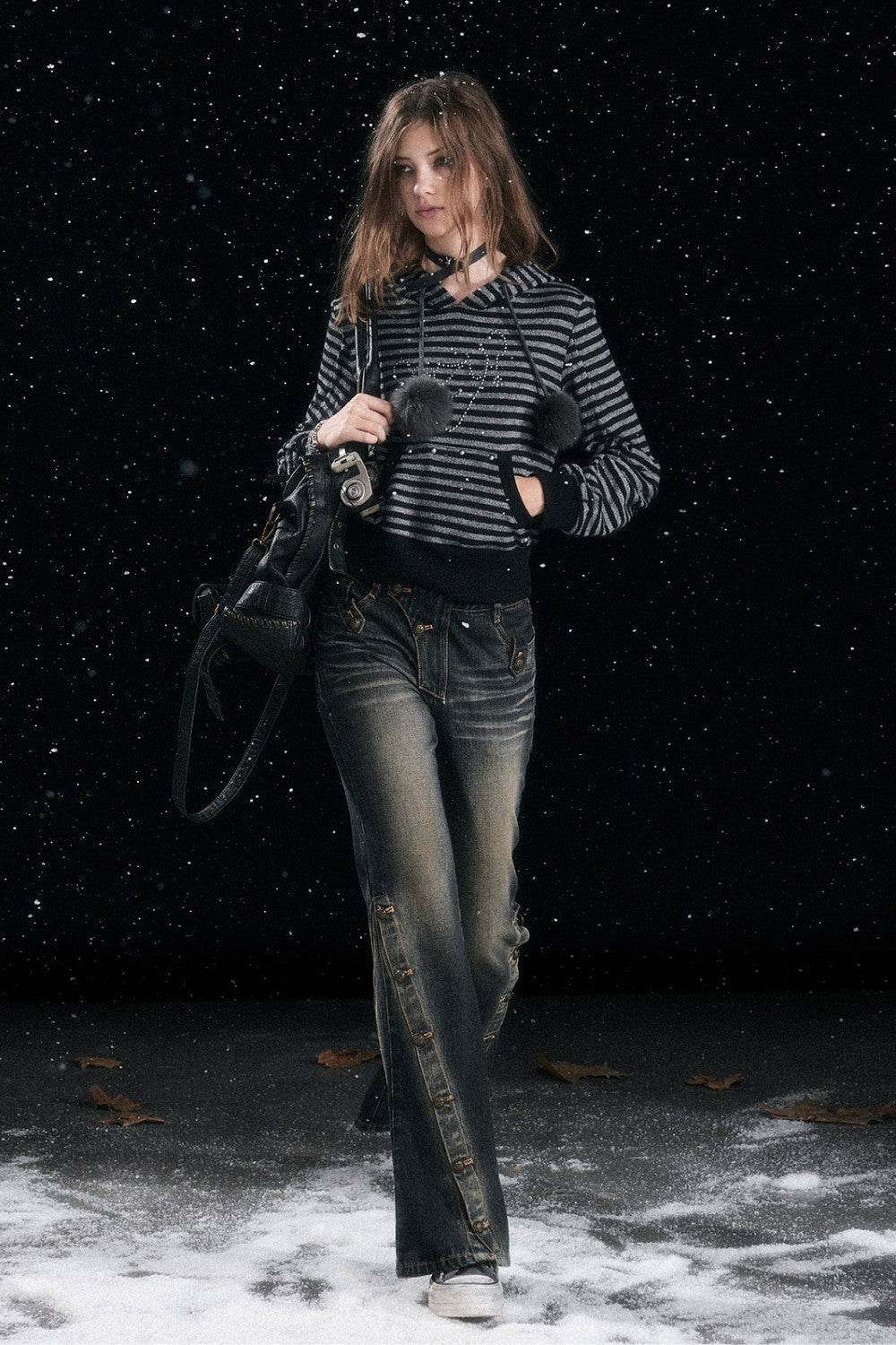 Striped Pom Cat Sweatshirt