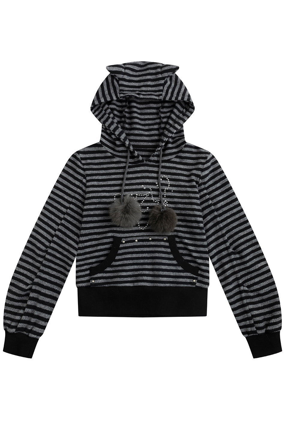 Striped Pom Cat Sweatshirt