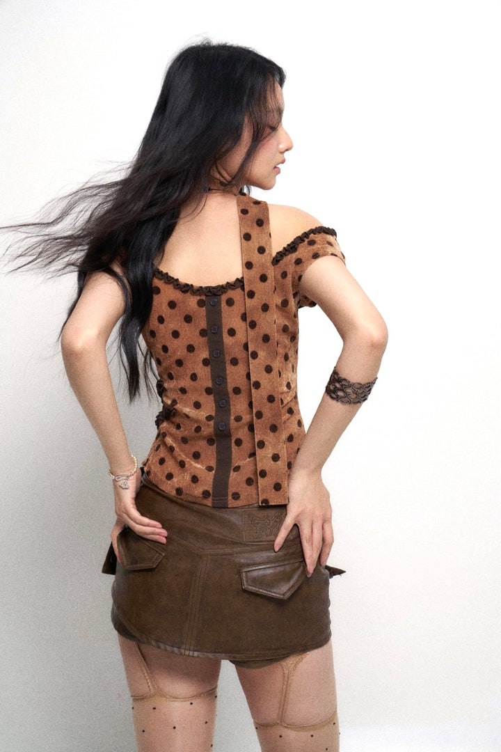 Polka Dot Top Brown