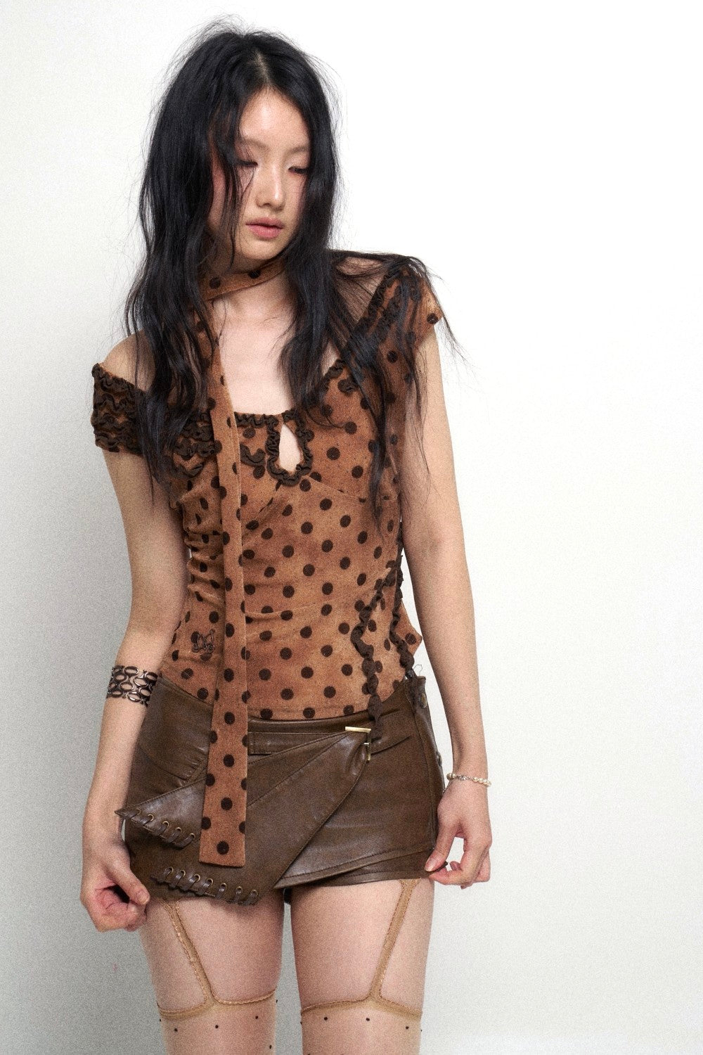 Polka Dot Top Brown – Pixie Rebels