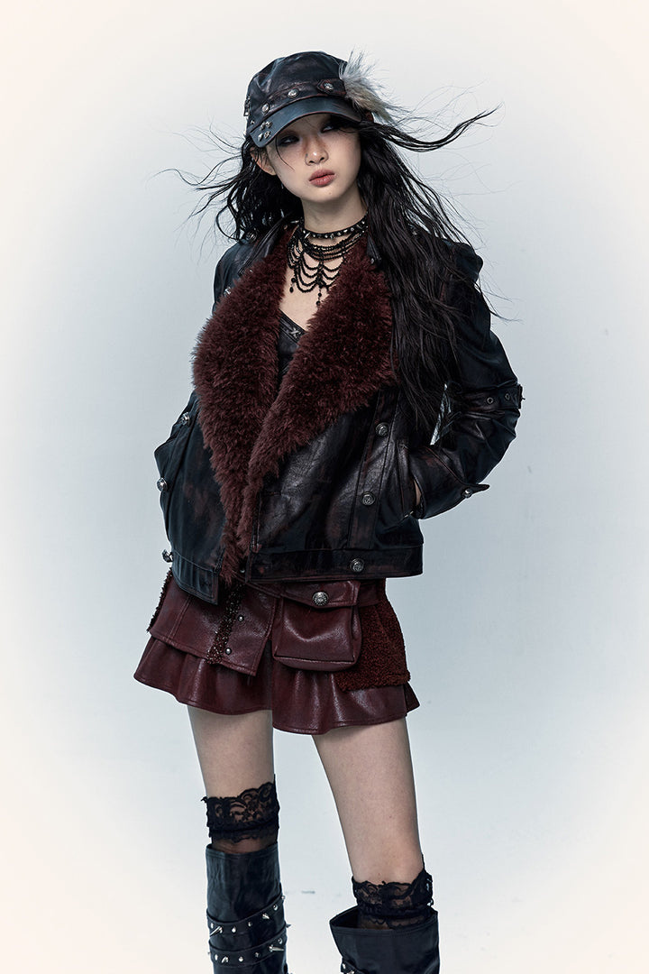 Fur-Collar Moto Jacket