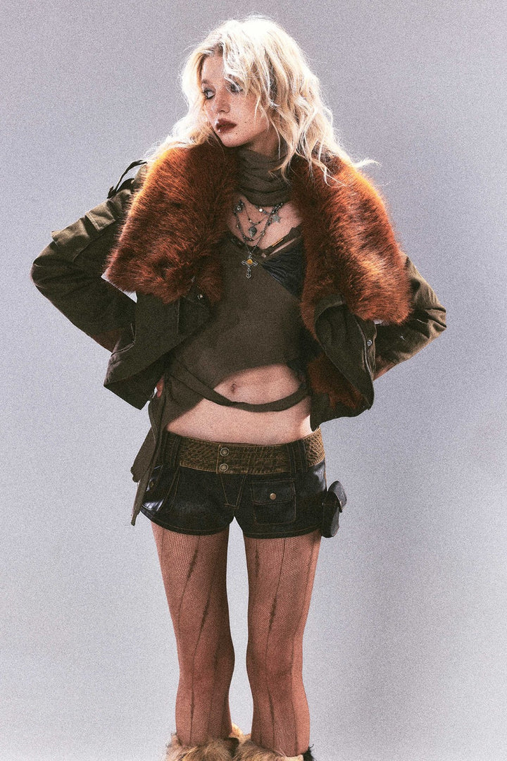 Low-Rise Leather Shorts