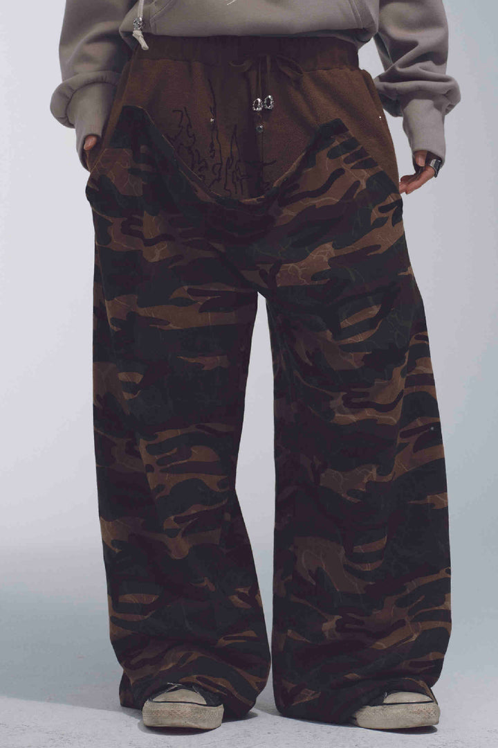 Wide-Leg Camo Sweatpants