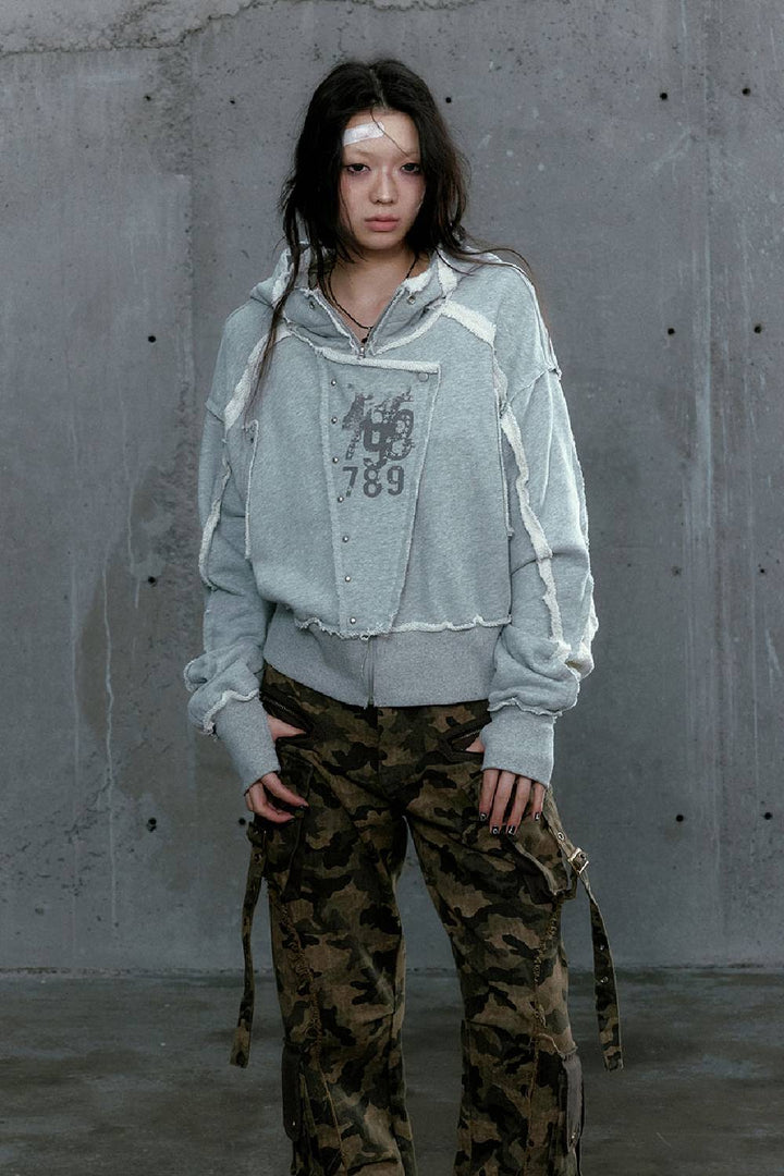 Distressed Patch Hoodie