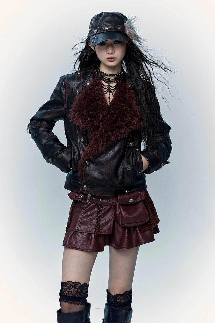 Fur-Collar Moto Jacket