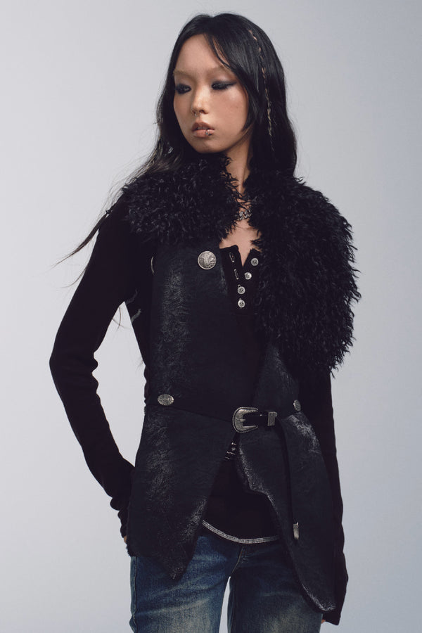 Asymmetrical Fur Vest