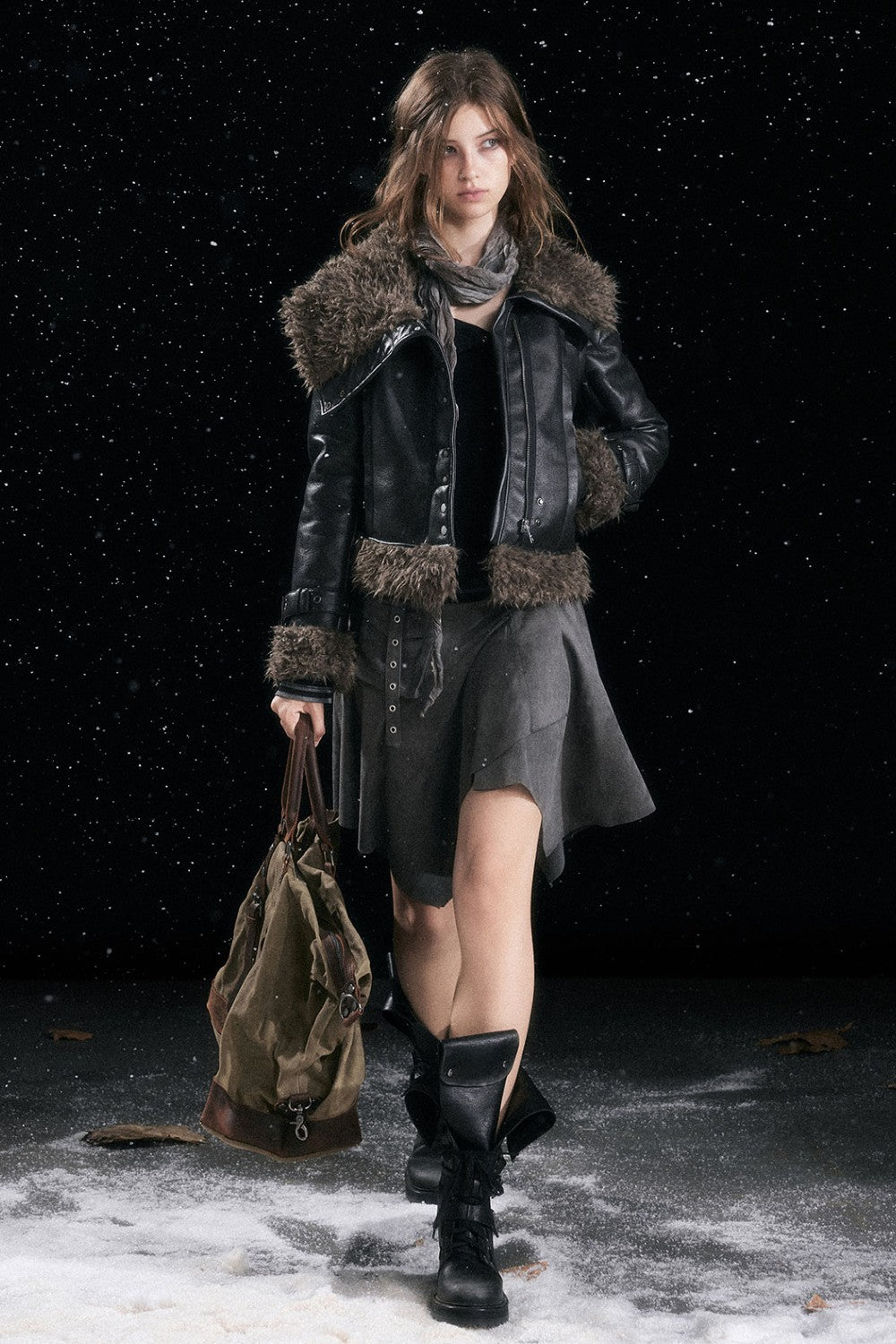 Noir Shearling Coat