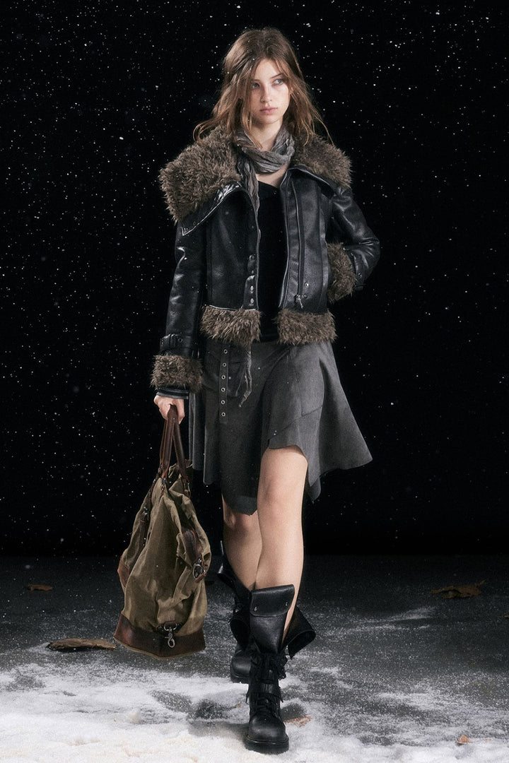 Noir Shearling Coat