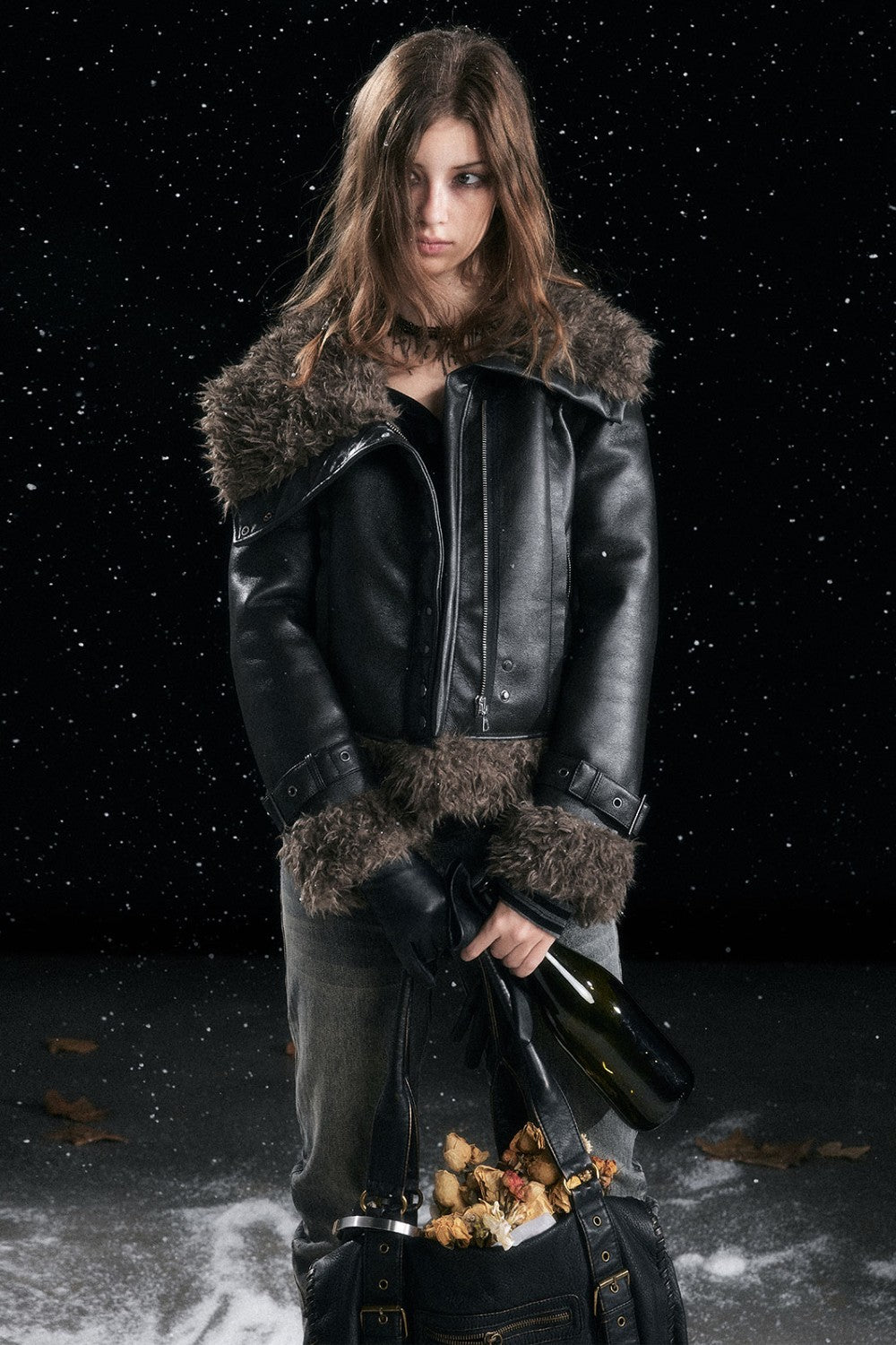Noir Shearling Coat